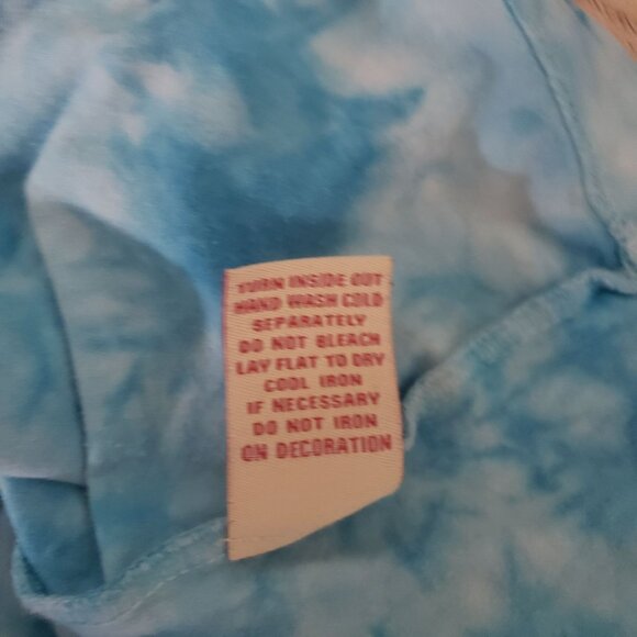 Reba Womens Blue Tie Dye Rhinestone Cross Shirt Size S Y2K Country Baddie Grunge - Picture 5 of 8